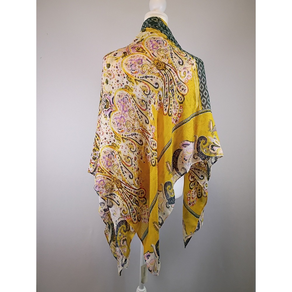 Boho Paisley Dressbarn Womens OS Yellow Multi Lightweight Rectangular Scarf NWT